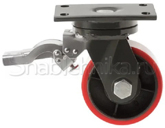 Сверхбольшегрузное полиуретановое поворотное колесо с тормозом SHpb 63 (150 мм, площадка)