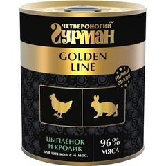 Четвероногий Гурман Golden консервы для щенков цыпленок и кролик в желе 340г