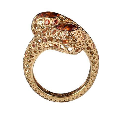 Кольцо с Цирконом и Оранжевыми Сапфирами, R0023-1/45