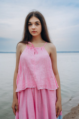 ❀ Розовый рассвет. Костюм льняной топ с юбкой макси с вышивкой 