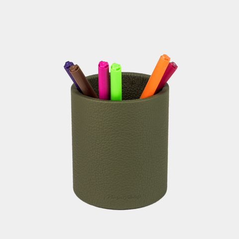 Подставка для ручек из кожи теленка, зеленого цвета