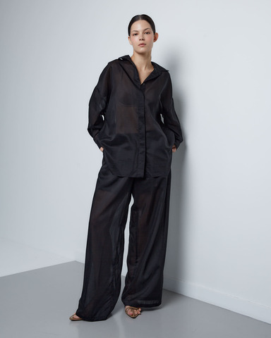 Рубашка из хлопка и шелка черный