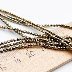 Гематит Шар граненый бусины (имитация), цвет золотистый, размер около 2 мм, цена за нить 38 см