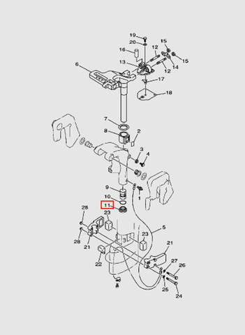 Втулка поворотного кронштейна  для лодочного мотора T15, OTH 9,9 SEA-PRO (14-11)
