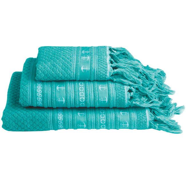 Santorini anchors towel set / aqua