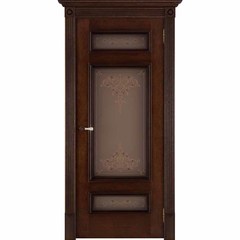 Купить Межкомнатная дверь шпонированная Porte Vista Рим коньяк красный тон 19 стекло бронза Кристалайз N 75