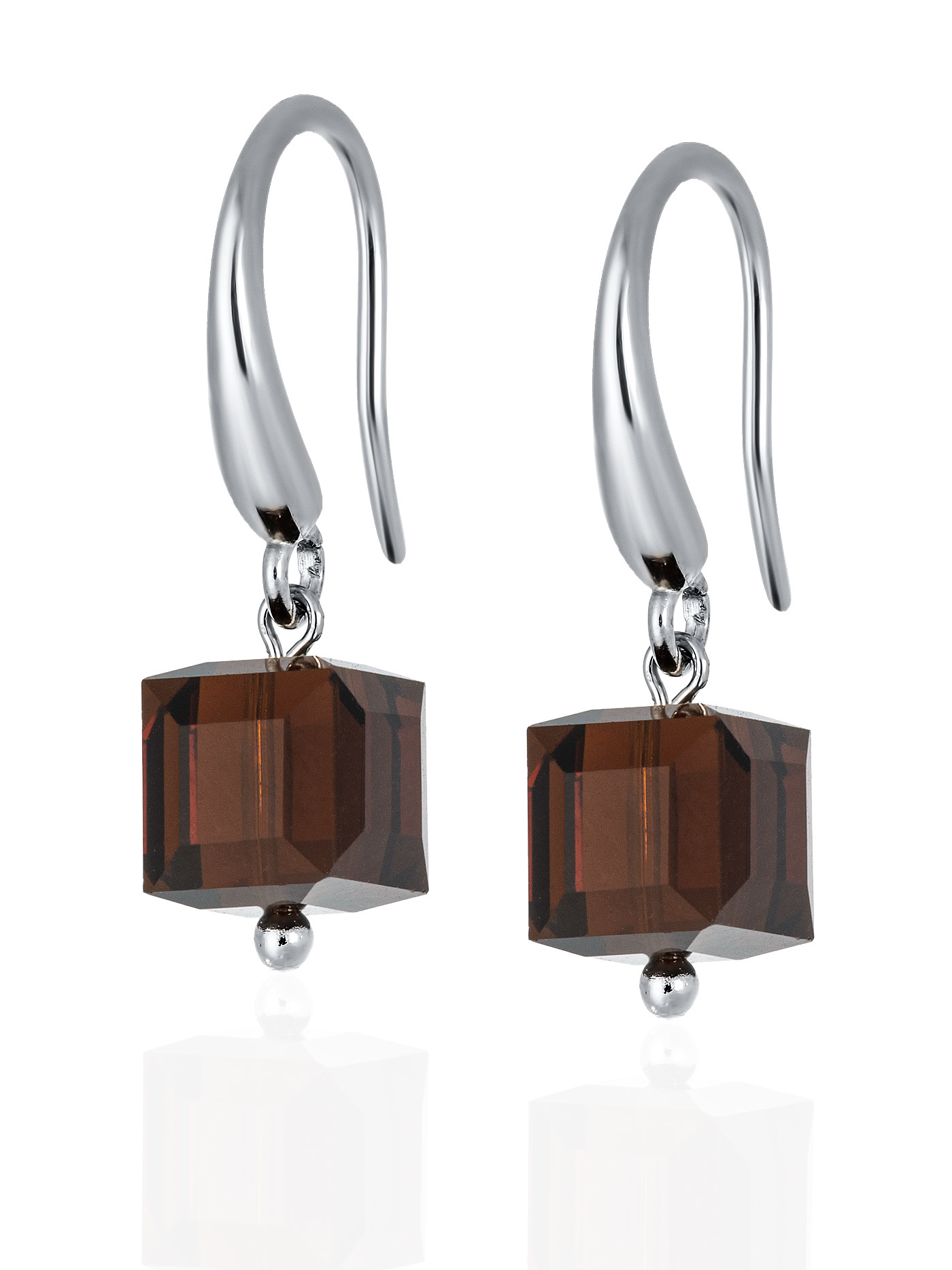 Серебряные серьги с кристаллами Swarovski Mocca