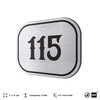 Номерок на дверь квартиры 115, для кабинета, офиса, шильдик 9 х 7 см, серебристый, Айдентика Технолоджи