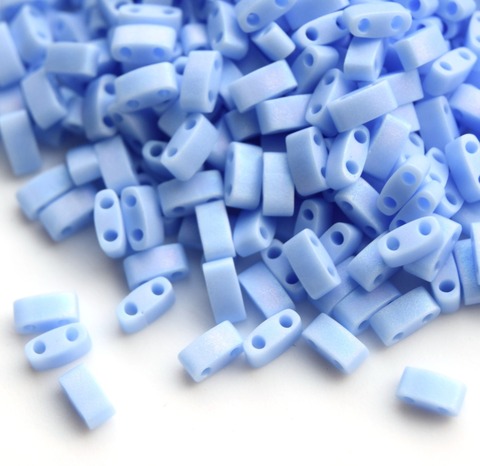HTL-0494FR Бисер Миюки халф тила/Miyuki Half Tila Opaque Light Periwinkle Matted AB