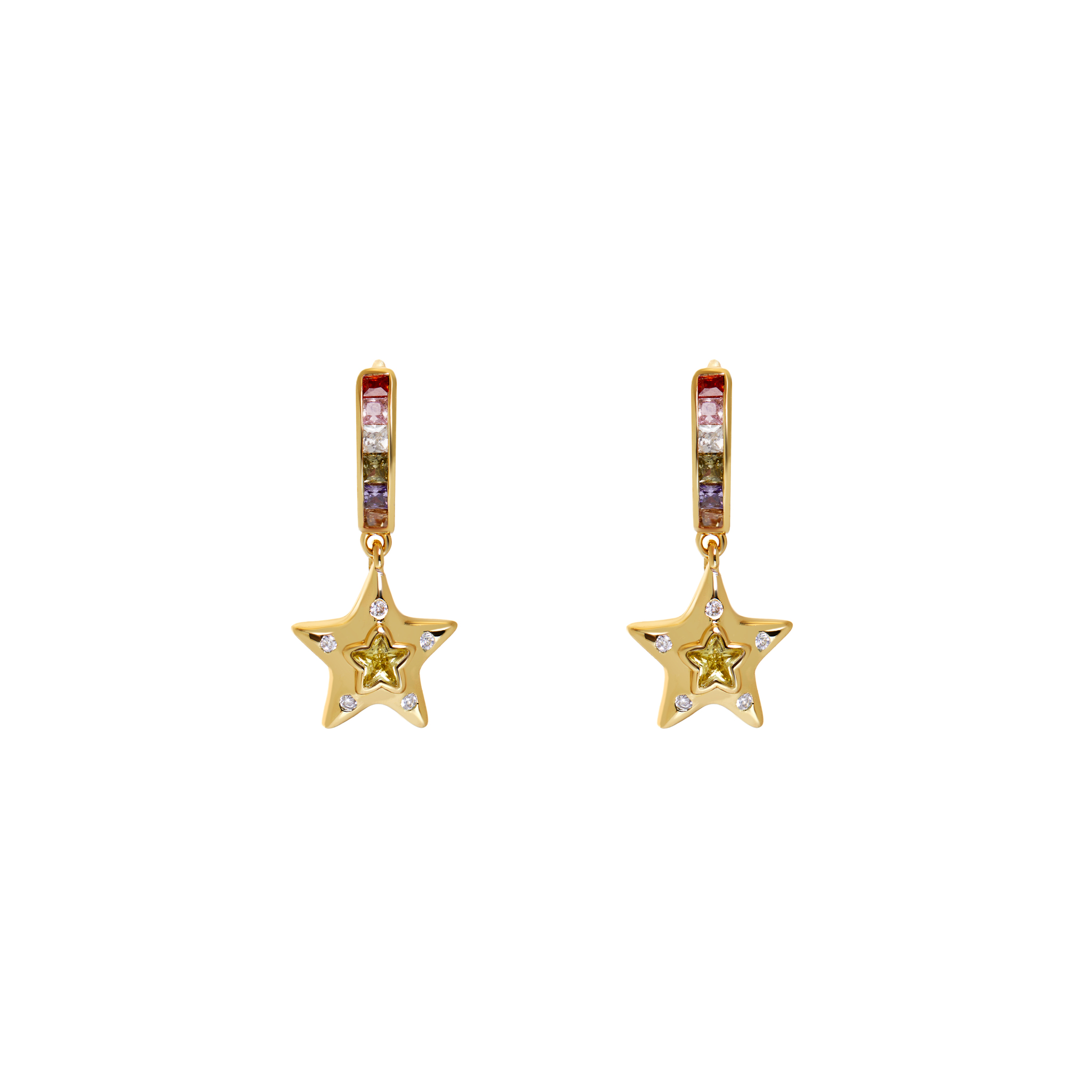 Серьги Gold Green Star Earrings купить онлайн по цене 4780 ₽ |  Интернет-магазин VIVA LA VIKA