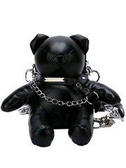 Дизайнерская кожаная сумка через плечо с медведем, черная, фото 3