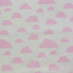 Ткань хлопковая розовые облачка на белом, отрез 50*80 см