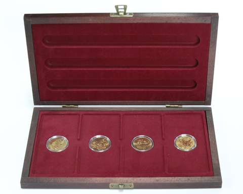 Набор из 4 монет 25 рублей СОЧИ 2014 в позолоте. В футляре
