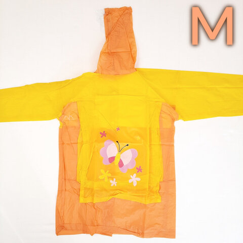 Дождевик детский M 90-100 см YA YUE с бабочкой жёлто-оранжевый
