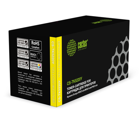 Картридж лазерный Cactus CS-TK5220Y TK-5220Y желтый (1200стр.) для Kyocera Ecosys M5521cdn, M5521cdw, P5021cdn, P5021cdw