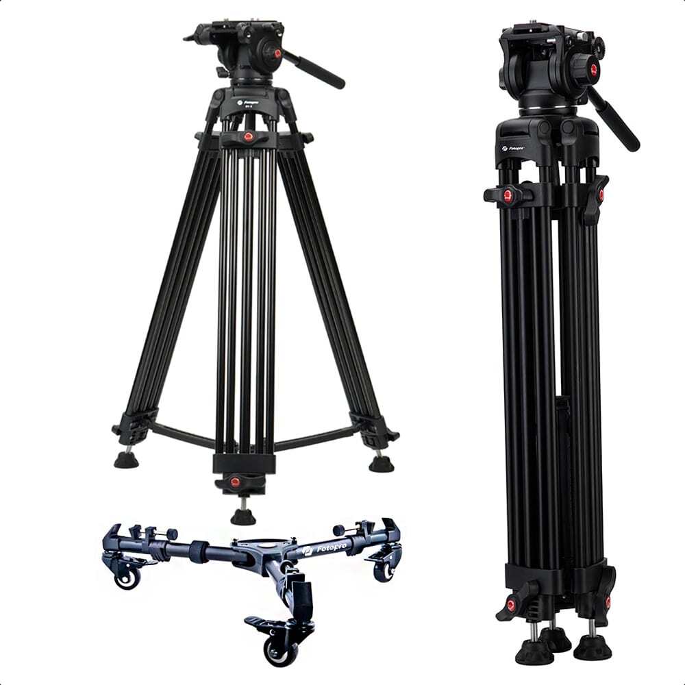 FOTOPRO Tripod DV2-FW профессиональный видео штатив алюминиевый с колесами  - купить по выгодной цене | MYBIKE.KZ