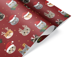 Упаковочная бумага, Новогодние котики, 80 г, 0,7*1 м, 5 листов