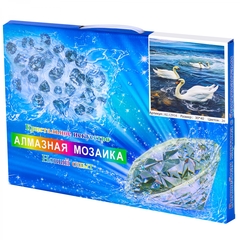 
          Алмазная мозаика Alingar, на подрамнике, с полным заполнением, (глянц) дизайн рамка, 30х40 см, 20 цветов, "Лебеди"
