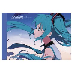 Альбом для рисования А4 40л., Канц-Эксмо, КБС, мелованный картон, "Девушка с голубыми волосами"