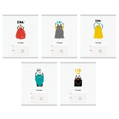 
          Тетрадь А5 12л., крупная клетка, Канц-Эксмо, скрепка, мелованный картон, "Воо!, 5 дизайнов