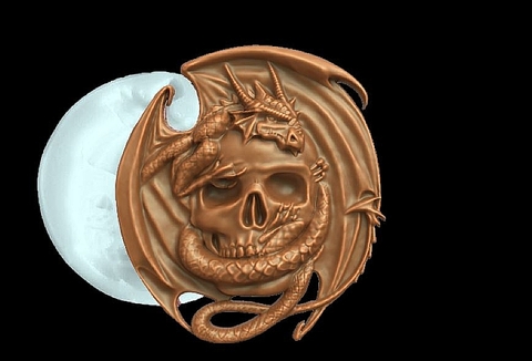 Силиконовый молд Череп с драконом