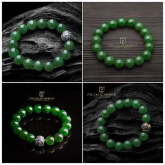 Браслет. Зелёный нефрит Бриле. Д 12мм.