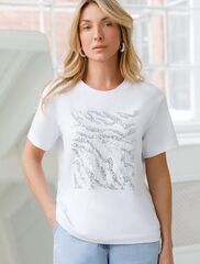 Нарядная футболка с принтом пайетками из премиального хлопка с эластаном  D49.124 (131276)