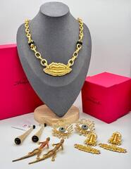 Колье цепь крупная LIPS с пирсингом в стиле Schiaparelli