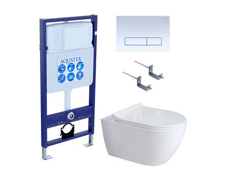 Aquatek SET Aquatek ПОЛАРИС-01-021 4в1 SET Aquatek ПОЛАРИС (рама Aquatek Standard INS-0000012+унитаз ПОЛАРИС AQ0700-01 с тонким сиденьем soft-close+ крепеж KKI-0000002 +панель KDI-0000021)