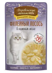 Деревенские лакомства пауч для кошек Филейный лосось в нежном желе 70 г