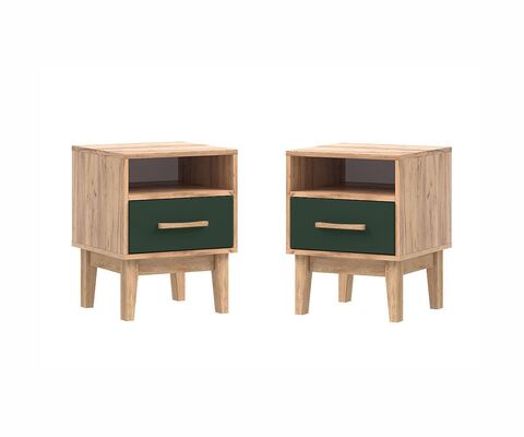 Кельн Тумбы прикроватные (2шт) (Изумрудный, Дуб Крафт )