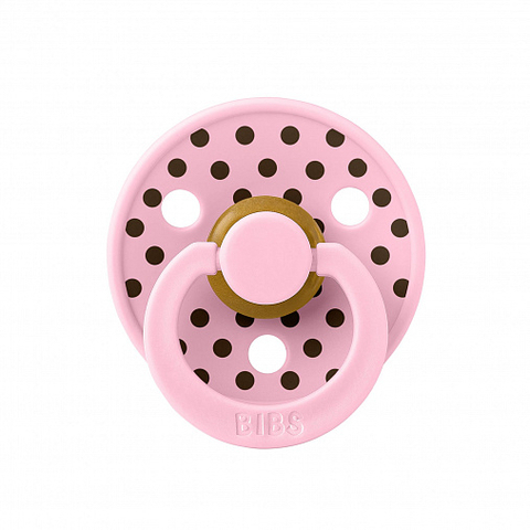 Пустышка латексная BIBS Studio - Polka - Baby Pink/Mocha, 6-18 месяцев
