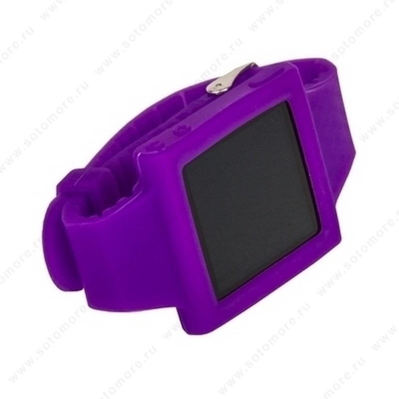 Сменный ремешок силиконовый для Apple iPod nano 6 браслет с металлической застежкой фиолетовый