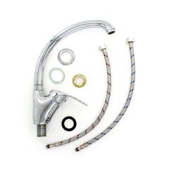 67-0-744 Смеситель латунный усиленный, однор. для кухни, РК, гайка, керамический картридж 40мм (РемоКолор)