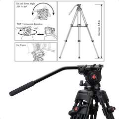 FOTOPRO Tripod DV2-FW профессиональный видео штатив алюминиевый с колесами