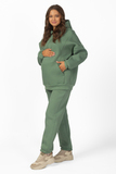 Утепленный спортивный костюм для беременных и кормящих 15154 зеленый камень