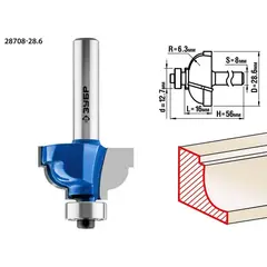 ЗУБР 28.6 x 16 мм, радиус 6.3 мм, фреза кромочная калевочная №7, Профессионал (28708-28.6)