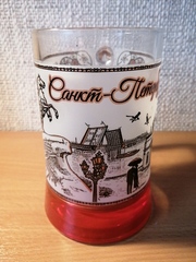 Кружка стекло пиво 0.5 от Художника бронза с цветным дном