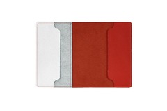 Обложка на паспорт комбинированная "Цветы и кролик" красная, белая вставка