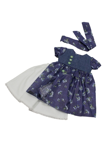 Платье с запахом и нижней юбкой - Синий. Одежда для кукол, пупсов и мягких игрушек.
