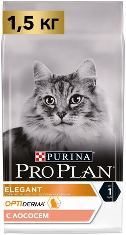 Pro Plan сухой корм для взрослых кошек для шерсти (лосось) 1,5кг