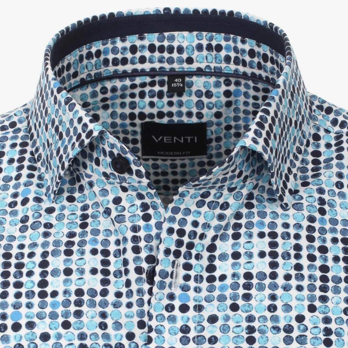 Рубашка Venti Modern Fit 103366800-350 в горошек сине-бирюзовая