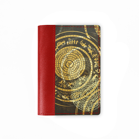 Обложка на паспорт комбинированная "Якутский Узор", красная