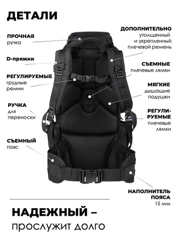 Картинка рюкзак тактический Swicky BK-2498 black - 4