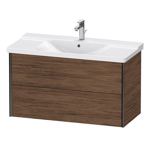 Duravit XViu Тумба подвесная 565x1010x469мм, для раковины #233210, 2 ящика, цвет: walnut dark/черный матовый XV41170B221