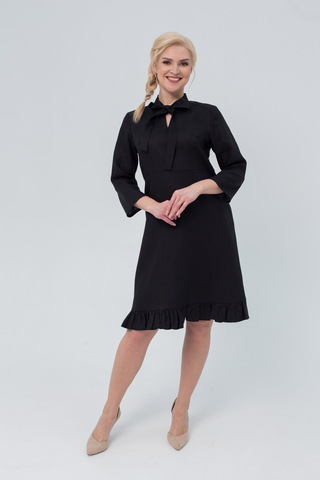 Черное льняное платье в русском стиле Черное каберне