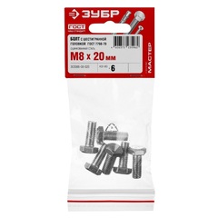 ЗУБР ГОСТ 7798-70, M8 x 20 мм, кл. пр. 5.8, болт оцинкованный, 6 шт (303086-08-020)