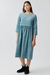 Платье с кулиской из серо-голубого вельвета