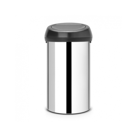 Ведро для мусора Brabantia Touch Bin полированная сталь крышка черная 60л