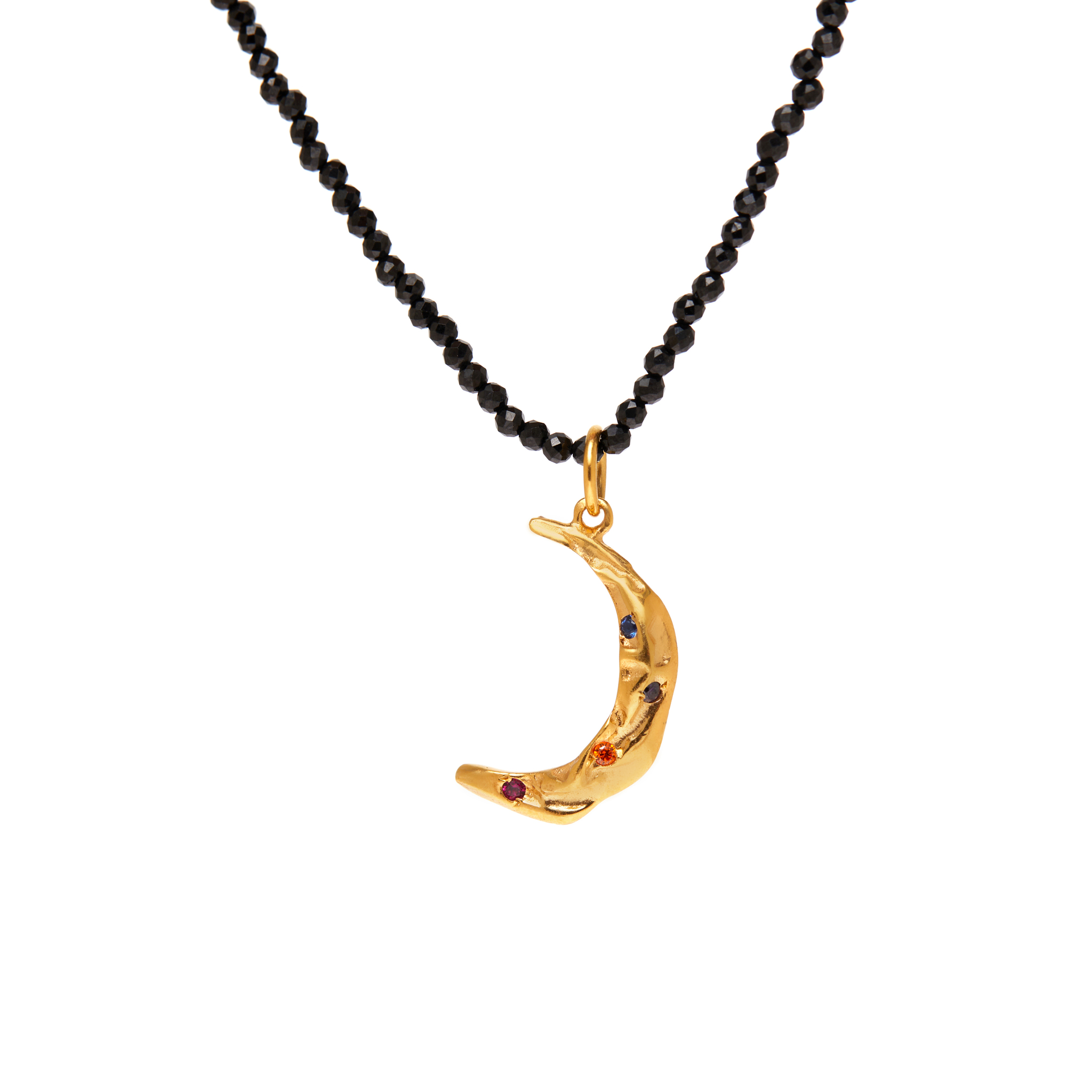 HERMINA ATHENS Колье Melies Stardust Moon Black Crystal Necklace